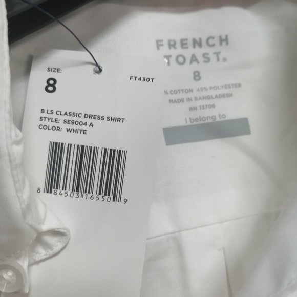 BNWT French Toast Boys Polo Long Sleeves White Size (8) - Picture 6 of 7